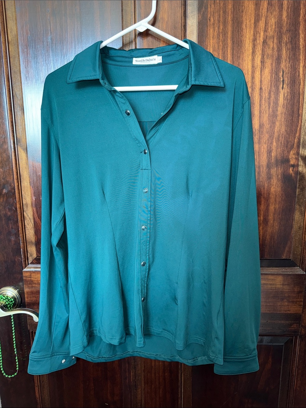 Large Emerald Green Ranch Dress’n Performance Rodeo Western Shirt